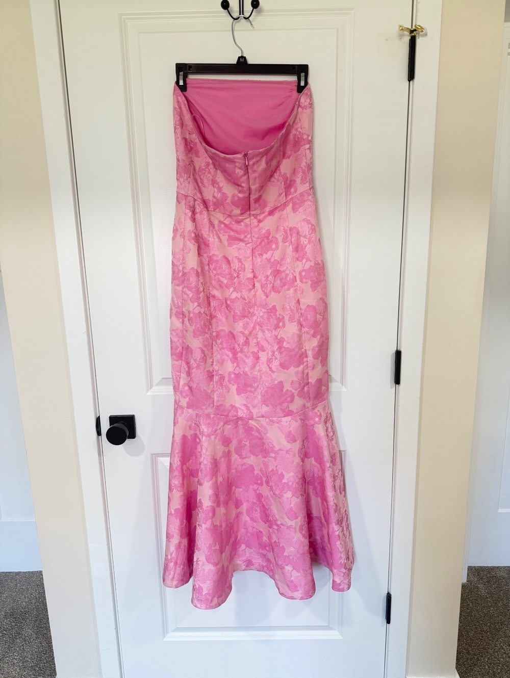 FORE Pink Strapless Floral Midi Dress with Ruffle Hem, Size M - Picture 3 of 4
